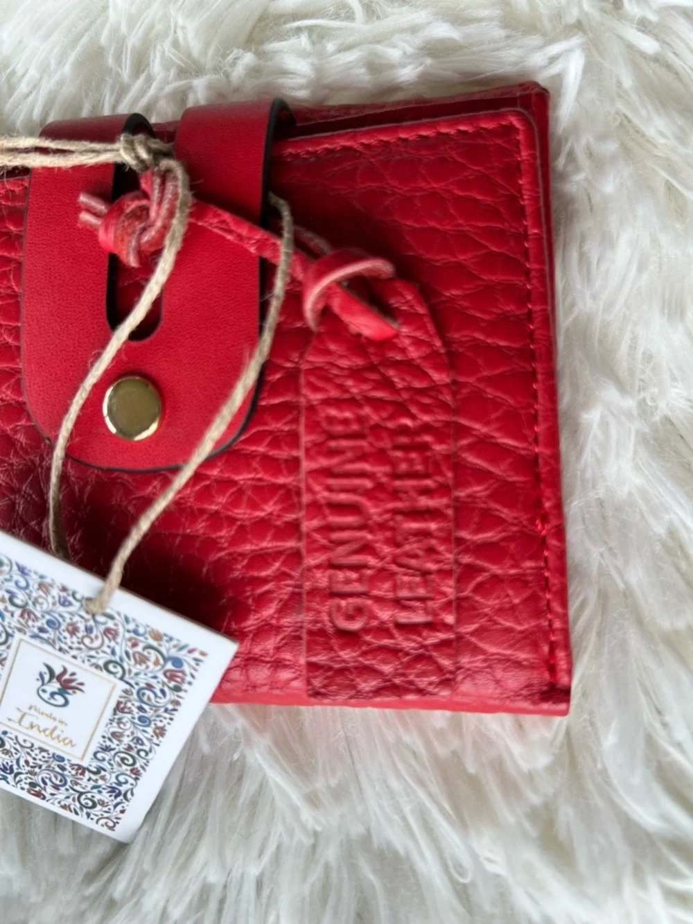 Genuine Leather | Red Pebbled Leather Bi-Fold Wallet